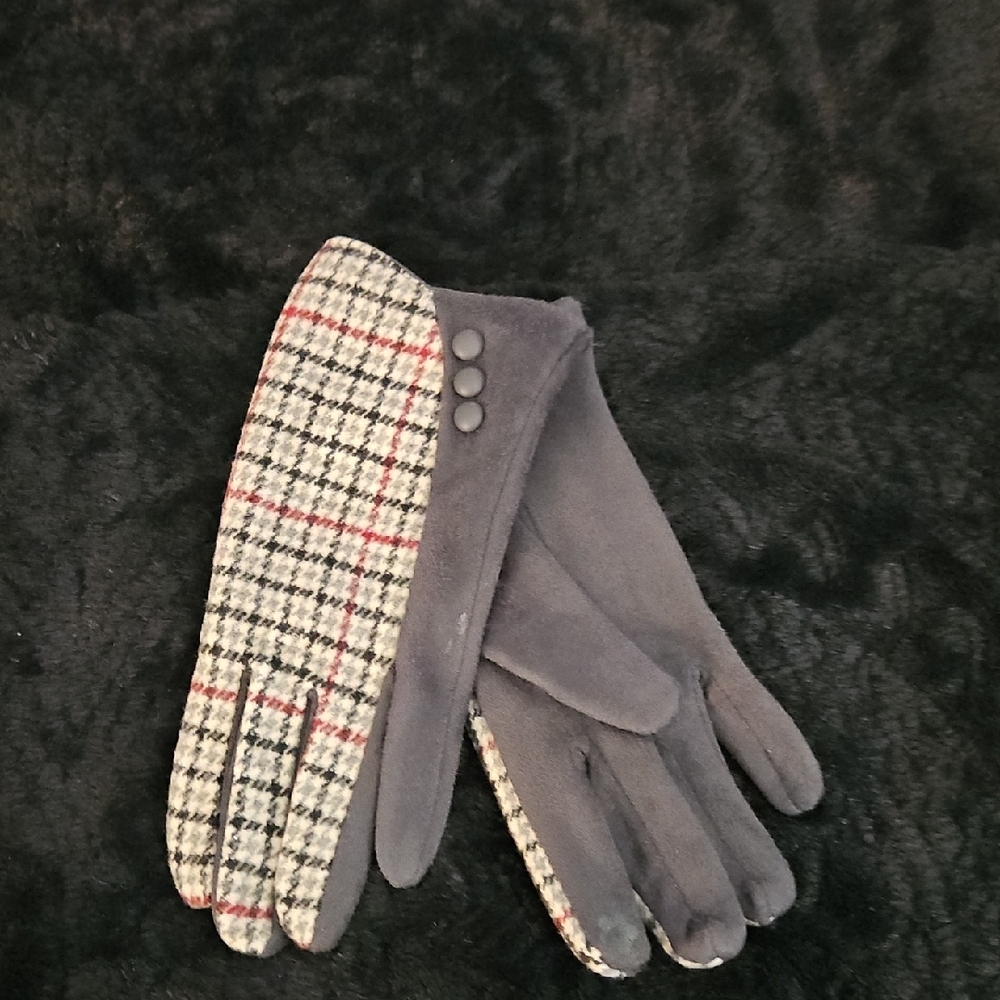 Stylish James Paul Gray and Black Women's Gloves